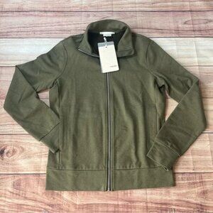Icebreaker Central Long Sleeve Zip Up Sweater Olive Women’s Small Cotton Wool